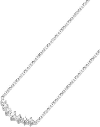 AGVANA Wave of Brilliance 0.52 Ct. Tw. Lab-Grown Diamond Smile Pendant Necklace in Sterling Silver (D-E, VS) Fine Jewelry Promise Anniversary Birthday Gifts for Women Her, 16-18" Chain in Kuwait