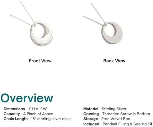 Eternity II Pendant and Necklace for Ashes, Sterling Silver, Cremation Jewelry for Ashes in Saudi Arabia