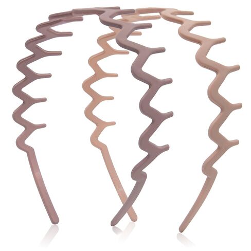Zig Zag Headbands for Women Men, Non-slip Plastic Wavy Headband with Teeth Comb Hairbands Classic 90s Hair Accessories 2pcs (Matte Black+Amber) in Saudi Arabia