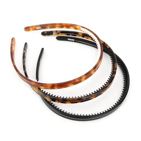 Tortoise Shell Headband Acetate Plastic Thin Headbands with Teeth for Women and Girls Trendy 3Pcs Hair Bands Set（White，Leopard，Amber Leopard） in Saudi Arabia