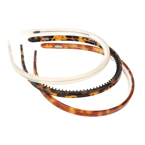 Tortoise Shell Headband Acetate Plastic Thin Headbands with Teeth for Women and Girls Trendy 3Pcs Hair Bands Set（White，Leopard，Amber Leopard） in Saudi Arabia
