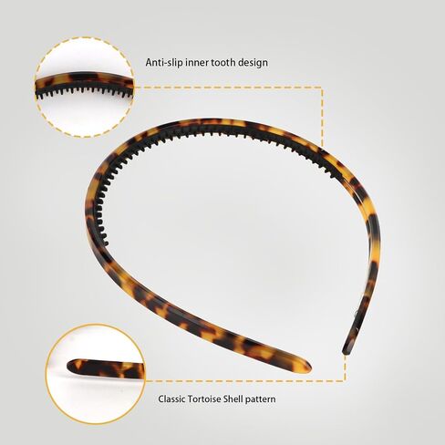 Tortoise Shell Headband Acetate Plastic Thin Headbands with Teeth for Women and Girls Trendy 3Pcs Hair Bands Set（White，Leopard，Amber Leopard） in Saudi Arabia