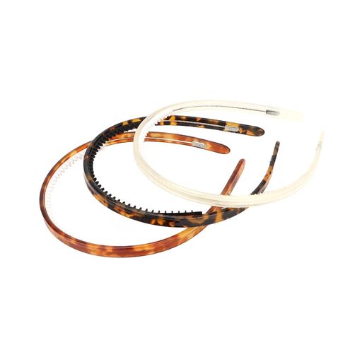 Tortoise Shell Headband Acetate Plastic Thin Headbands with Teeth for Women and Girls Trendy 3Pcs Hair Bands Set（White，Leopard，Amber Leopard） in Saudi Arabia