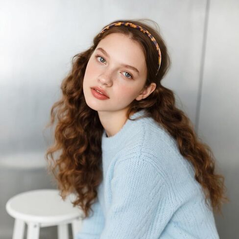 Tortoise Shell Headband Acetate Plastic Thin Headbands with Teeth for Women and Girls Trendy 3Pcs Hair Bands Set（White，Leopard，Amber Leopard） in Saudi Arabia
