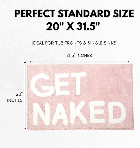 LABEND HOME Get Naked Bath Mat 20" x 31.5" - Funny Bathroom Rug, Plush Microfiber Non-Slip Backing, Machine Washable Quick-Dry Bath Decor - Pink in Saudi Arabia