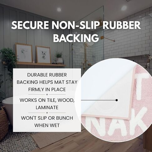 LABEND HOME Get Naked Bath Mat 20" x 31.5" - Funny Bathroom Rug, Plush Microfiber Non-Slip Backing, Machine Washable Quick-Dry Bath Decor - Pink in Saudi Arabia