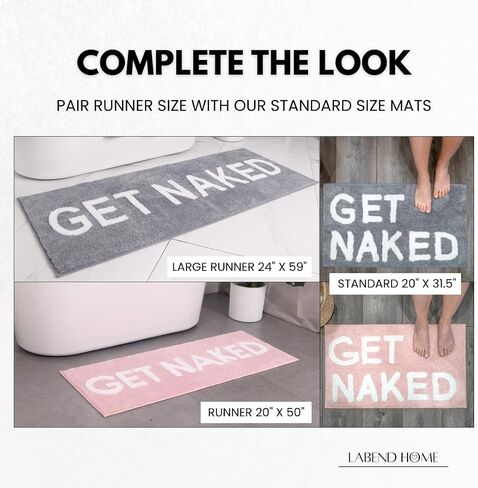 LABEND HOME Get Naked Bath Mat 20" x 31.5" - Funny Bathroom Rug, Plush Microfiber Non-Slip Backing, Machine Washable Quick-Dry Bath Decor - Pink in Saudi Arabia
