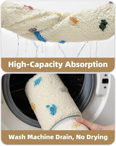 Color&Geometry Soft Bathroom Rugs,Bath Mats for Bathroom Non Slip,Absorbent Microfiber Bath Mat Washable,Cute Bath Mat Aesthetic Bath Rugs Bath Decor Rug Colorful Decorations,Ivory White,20x32 in Saudi Arabia