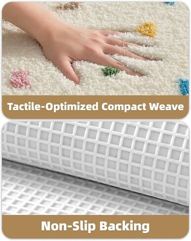 Color&Geometry Soft Bathroom Rugs,Bath Mats for Bathroom Non Slip,Absorbent Microfiber Bath Mat Washable,Cute Bath Mat Aesthetic Bath Rugs Bath Decor Rug Colorful Decorations,Ivory White,20x32 in Saudi Arabia