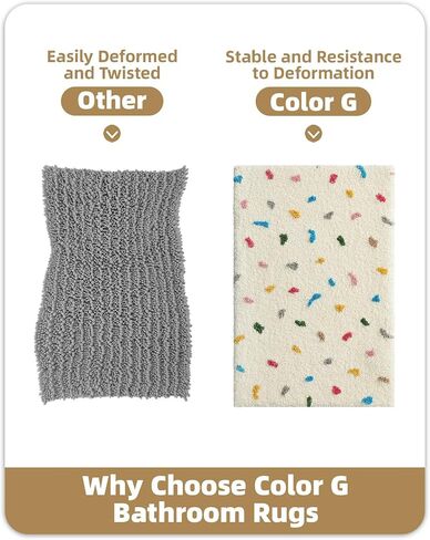 Color&Geometry Soft Bathroom Rugs,Bath Mats for Bathroom Non Slip,Absorbent Microfiber Bath Mat Washable,Cute Bath Mat Aesthetic Bath Rugs Bath Decor Rug Colorful Decorations,Ivory White,20x32 in Saudi Arabia