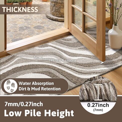 Yamaziot Washable Hallway Runner Rug 2x8 – Non Slip Modern Abstract High-Low Textured Kitchen Runner Rug, Boho Carpet Runner for Kitchen, Entryway, Bedroom, Laundry, Hallway, Beige Brown & White in Saudi Arabia