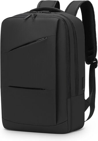 15.6 Inch Laptop Backpack for Men Women, 22L Business Travel Backpack W/USB Charging Port. Water Resistant Work Bookbag, Black in Saudi Arabia