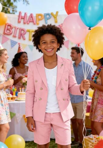 Shorts Suits for Boys 2 Piece Formal Summer Tuxedo Suit for Teens Beach Wedding Outfit Slim Fit Jacket and Shorts Set in Saudi Arabia