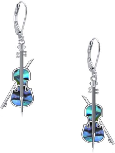 Cello Earrings for Women 18K White Gold Plated Cello Dangle Drop Earrings Music Jewelry Gifts in Saudi Arabia