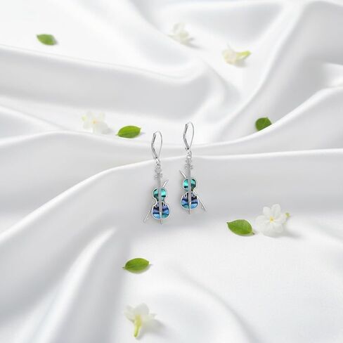 Cello Earrings for Women 18K White Gold Plated Cello Dangle Drop Earrings Music Jewelry Gifts in Saudi Arabia