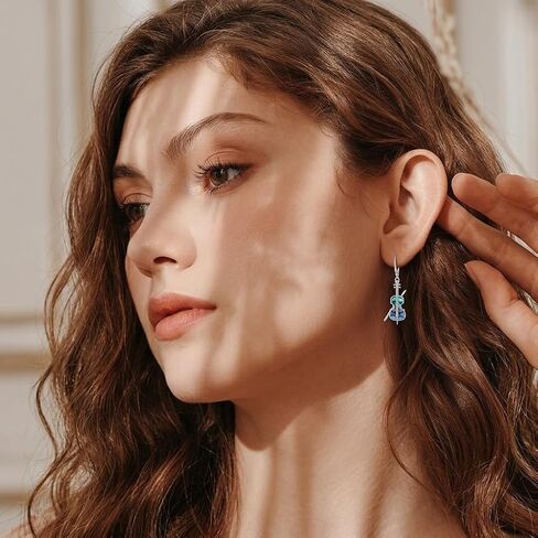 Cello Earrings for Women 18K White Gold Plated Cello Dangle Drop Earrings Music Jewelry Gifts in Saudi Arabia