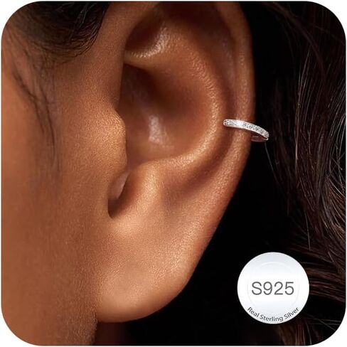 Carffordo 925 Sterling Silver Hoop Earrings - Small Huggie Earrings for Women Hypoallergenic Cubic Zirconia Earrings Lightweight Jewelry Gift in Saudi Arabia
