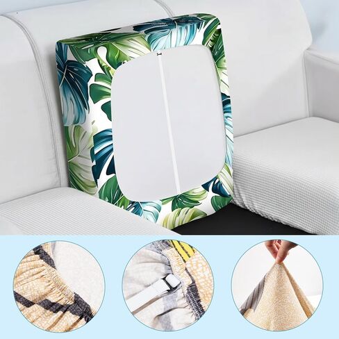 ANNA QUEEN 2Pcs Tropical Monstera Leaf Print Couch Cushion Covers,Summer Stretch Sofa Slipcover,Washable & Non-Slip Furniture Protector for Indoor Outdoor Patio in Saudi Arabia
