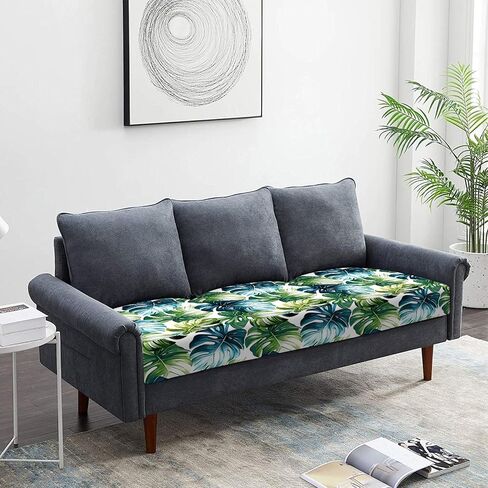 ANNA QUEEN 2Pcs Tropical Monstera Leaf Print Couch Cushion Covers,Summer Stretch Sofa Slipcover,Washable & Non-Slip Furniture Protector for Indoor Outdoor Patio in Saudi Arabia