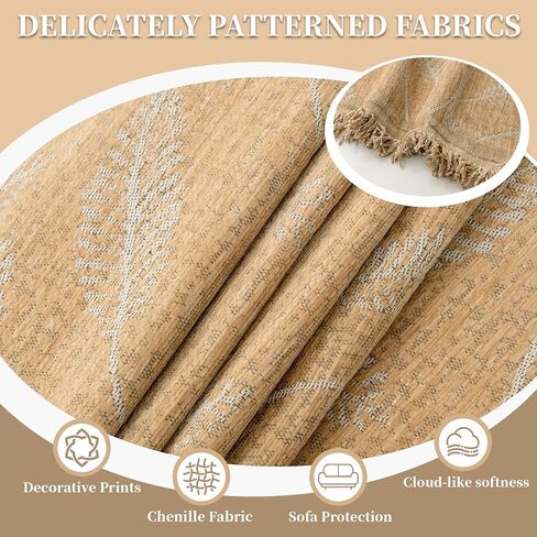 1OO% Waterproof Sectional Couch Covers for Dogs L Shaped Corner Sofa Cover Washable Chenille Sofa Slipcovers Blanket Modern Jacquard Pet Furniture Protector (91"x276", Tan Leaf) in Saudi Arabia