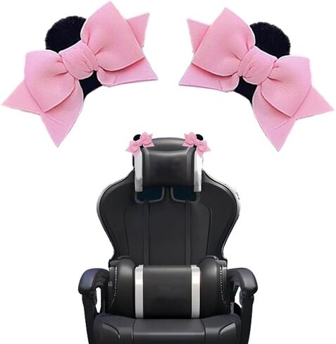 Tsangbaby Cute Bow Bear Ear Gaming Chair Decoration Bows for Chairs Lovely Chair Decoration Cute Gaming Accessories Room Decorate Pink in Saudi Arabia