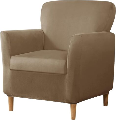 Stretch Banquet Armchair Slipcover, Velvet Soft Chair Cover with Anti-Slip Straps, Chair/Seat/Ottoman Covers for Living Room (Purple,Ottoman Square S) in Saudi Arabia