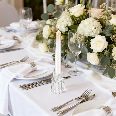 24 Pack Glass Taper Candle Holders, Clear Ribbed Candlestick Holders Bulk, Small Thick Glass Candle Stick Holders for Wedding Table Centerpieces, Party Favors, Christmas Dining Decor in Kuwait