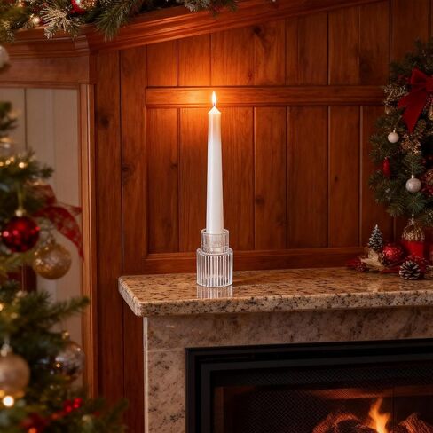 24 Pack Glass Taper Candle Holders, Clear Ribbed Candlestick Holders Bulk, Small Thick Glass Candle Stick Holders for Wedding Table Centerpieces, Party Favors, Christmas Dining Decor in Kuwait