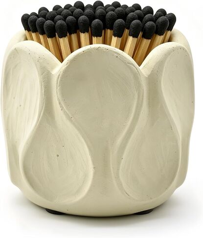 Concrete Matches Holder with Striker; Elegant Petal-Shaped Match Holder, Perfect for Decorating Restaurants, Fireplaces, and Bathrooms. Matches Not Included. in Saudi Arabia