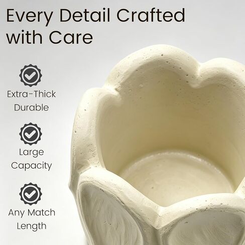 Concrete Matches Holder with Striker; Elegant Petal-Shaped Match Holder, Perfect for Decorating Restaurants, Fireplaces, and Bathrooms. Matches Not Included. in Saudi Arabia
