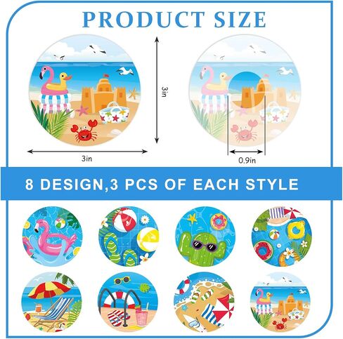 Whaline 24 Pcs Summer Sensor Covers Adhesive Patches Breathable Sticky Patch Waterproof Hawaiian Beach Sensor Stickers for Libre 2, 8 Designs, 2.9 in in Kuwait