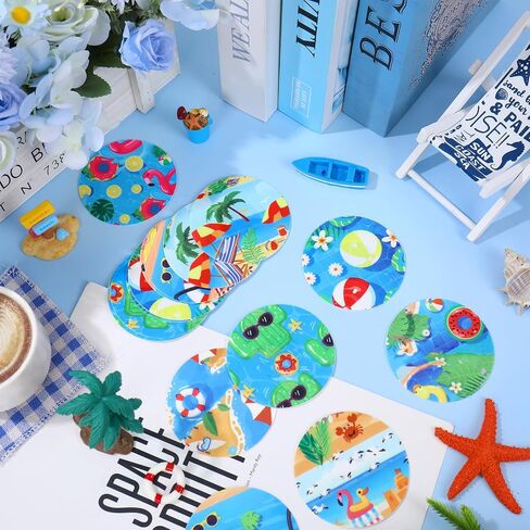 Whaline 24 Pcs Summer Sensor Covers Adhesive Patches Breathable Sticky Patch Waterproof Hawaiian Beach Sensor Stickers for Libre 2, 8 Designs, 2.9 in in Kuwait