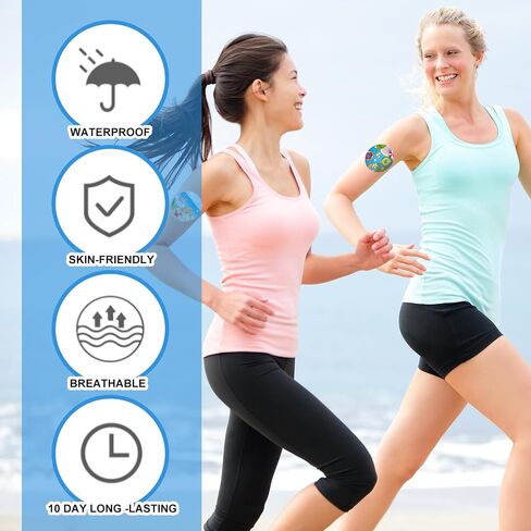 Whaline 24 Pcs Summer Sensor Covers Adhesive Patches Breathable Sticky Patch Waterproof Hawaiian Beach Sensor Stickers for Libre 2, 8 Designs, 2.9 in in Kuwait