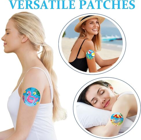 Whaline 24 Pcs Summer Sensor Covers Adhesive Patches Breathable Sticky Patch Waterproof Hawaiian Beach Sensor Stickers for Libre 2, 8 Designs, 2.9 in in Kuwait
