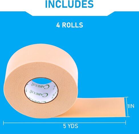 CAREUS Absolute Waterproof Tape, Flexible Foam Medical Tape, Secures Dressing and Keeps Wounds Dry - 1 in x 5 Yds, 4 Rolls in Saudi Arabia