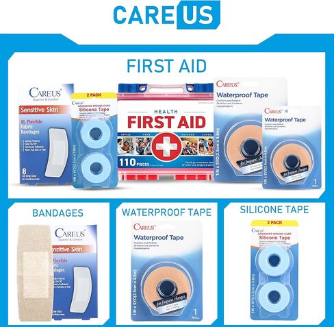 CAREUS Absolute Waterproof Tape, Flexible Foam Medical Tape, Secures Dressing and Keeps Wounds Dry - 1 in x 5 Yds, 4 Rolls in Saudi Arabia