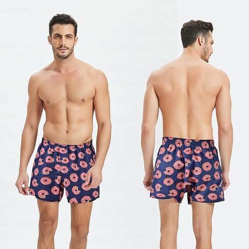 Men’s Boxer Shorts 3-Pack Funny Boxers Sleep Short Plaid Cotton Loose Woven Boxers for Men in Kuwait