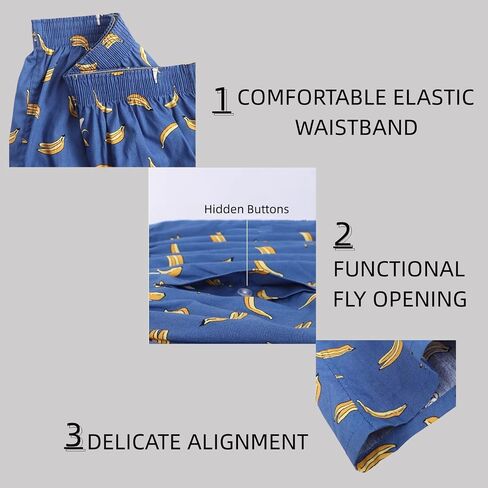 Men’s Boxer Shorts 3-Pack Funny Boxers Sleep Short Plaid Cotton Loose Woven Boxers for Men in Kuwait