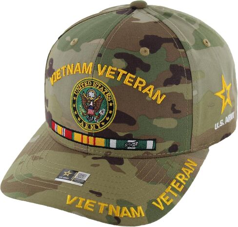 Officially Licensed U.S. Army Military Vietnam Veteran Baseball Cap - Patriotic Army Embroidered U.S. Flag Premium Quality Adjustable Hook-and-Loop Closure Hat in Saudi Arabia