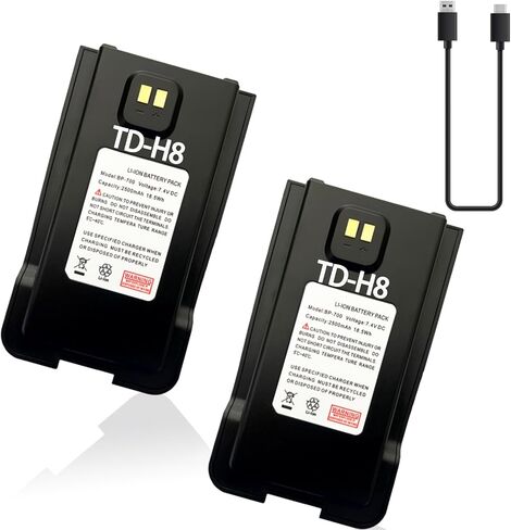 2PACKS TD-H8 Two Way Radio Battery 7.4V 2500mAh BP-700 USB-C Rechargable Replacement Li-ion Battery Compatible with TD-H8 GMRS Walkie Talkie in Kuwait