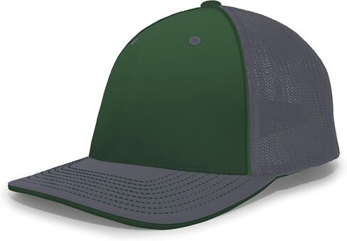 قبعة Pacific Headwear Standard Trucker Pacflex، أخضر داكن/جرافيت/جرافيت، صغير in Kuwait