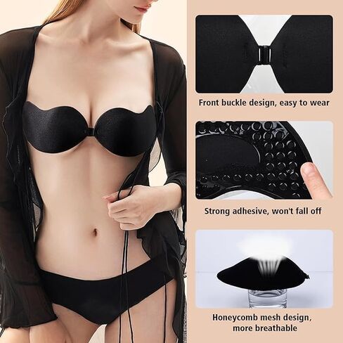 4-Pack Cleavage Bra, Push Up Sticky Bra Set – Strapless Backless Invisible Adhesive Bras for Women in Kuwait