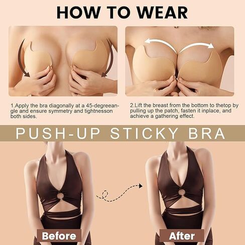 4-Pack Cleavage Bra, Push Up Sticky Bra Set – Strapless Backless Invisible Adhesive Bras for Women in Kuwait