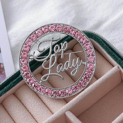 Women Brooch Pink Diamond Top Lady Letters Social Broach TLOD Pin Gifts Jewelry in Saudi Arabia