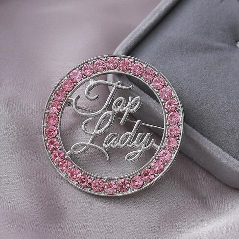 Women Brooch Pink Diamond Top Lady Letters Social Broach TLOD Pin Gifts Jewelry in Saudi Arabia