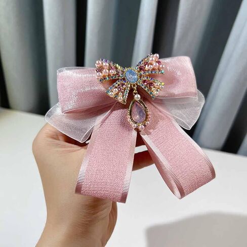 Psivika إمرأة ربطة القوس فيونكة بروش الشريط Bowknot بروش دبابيس كريستال قبل تعادل ربطة العنق طوق الرقبة القوس بروش دبابيس in Kuwait