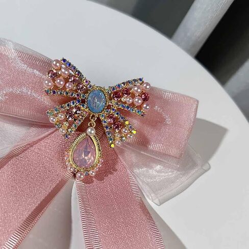 Psivika إمرأة ربطة القوس فيونكة بروش الشريط Bowknot بروش دبابيس كريستال قبل تعادل ربطة العنق طوق الرقبة القوس بروش دبابيس in Kuwait