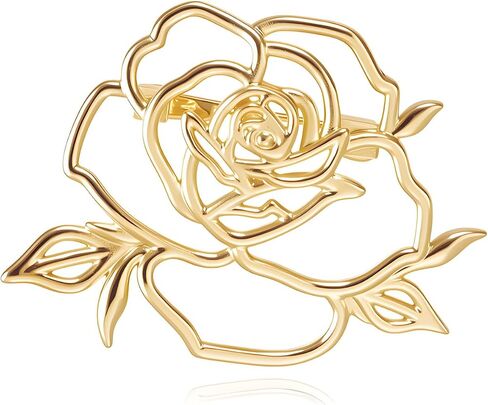 MALOYANVE Valentine's Day Hollow Rose Brooch Pin for Women Fashion Gold-Tone Plated Metal Elegant Rose Floral Brooches Coat Sweater Corsage Shawl Scarf Buckle Sweater Cardigan Elegant Accessories Jewelry in Kuwait