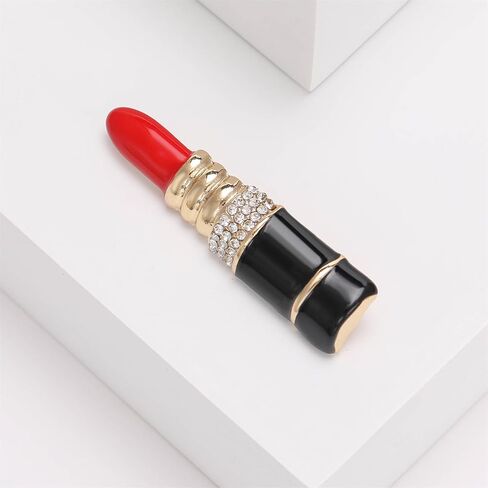 Rhinestone Lipstick Brooch Pins Valentines Day Elegant Enamel Red Sexy Lips Kiss Mouth Sparkly Crystal CZ Lapel Pins for Women Wife Grilfriend Wedding Anniversary Coat Dress Clothing Trendy Jewelry in Kuwait