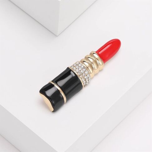 Rhinestone Lipstick Brooch Pins Valentines Day Elegant Enamel Red Sexy Lips Kiss Mouth Sparkly Crystal CZ Lapel Pins for Women Wife Grilfriend Wedding Anniversary Coat Dress Clothing Trendy Jewelry in Kuwait